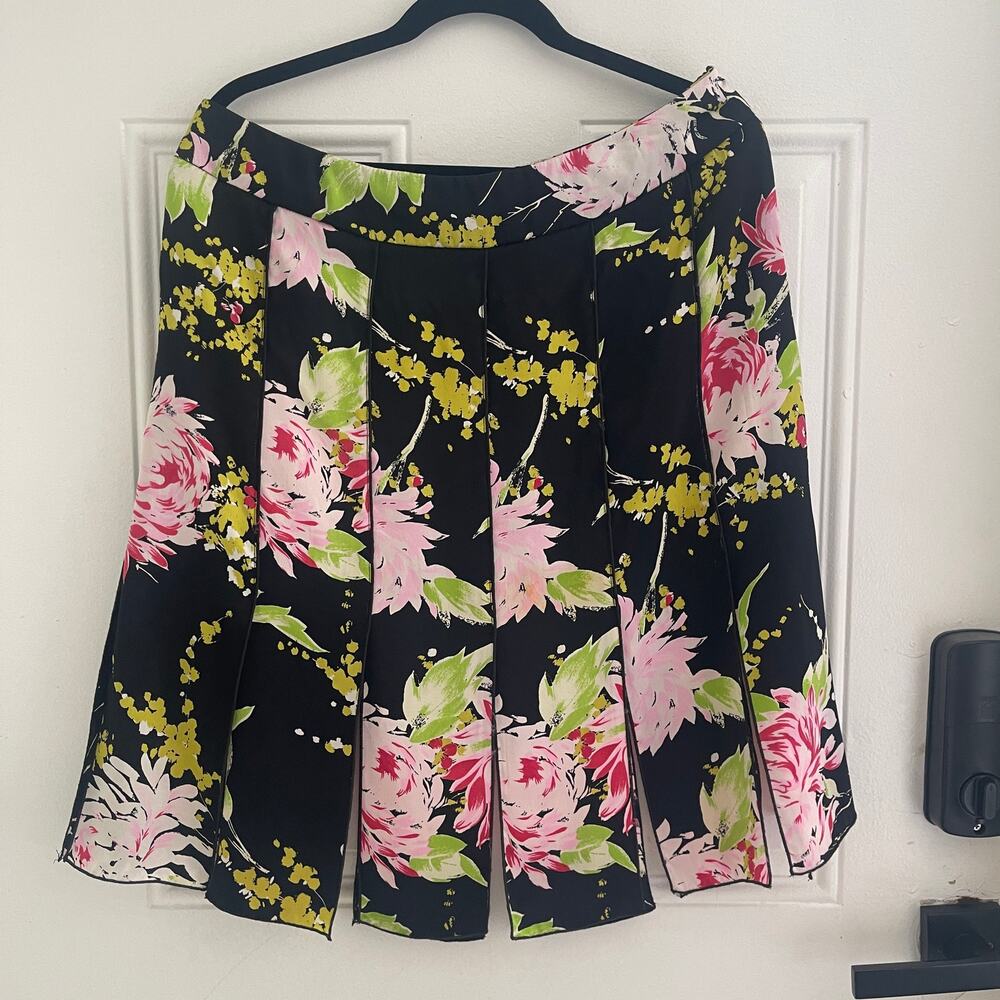 Vintage Y2K DRAMA Silk Carwash Skirt Floral Made in USA Size 14